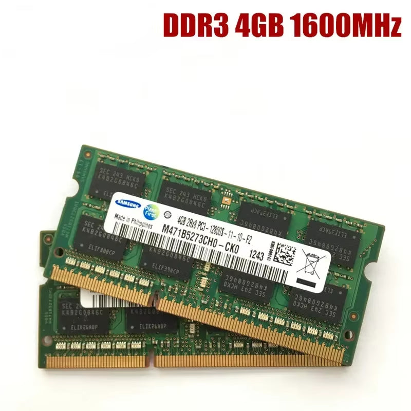 High-Performance Samsung DDR3 Laptop RAM - 1GB, 2GB, 4GB, 8GB Options, 1066/1333/1600 MHz, PC3/PC3L Compatible