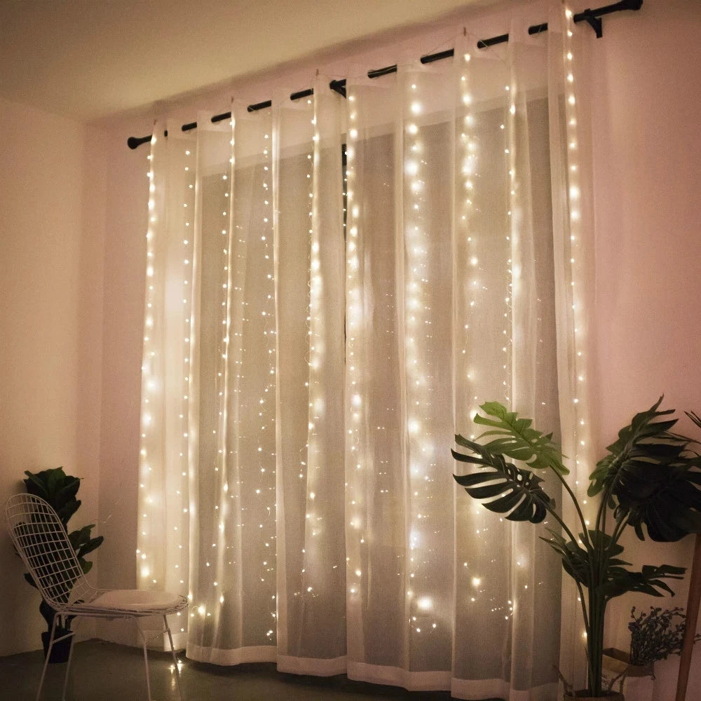 Enchanting Christmas Lights Curtain Garland - Festive Home Decor & Perfect Xmas Gifts for 2024 New Year Celebrations!