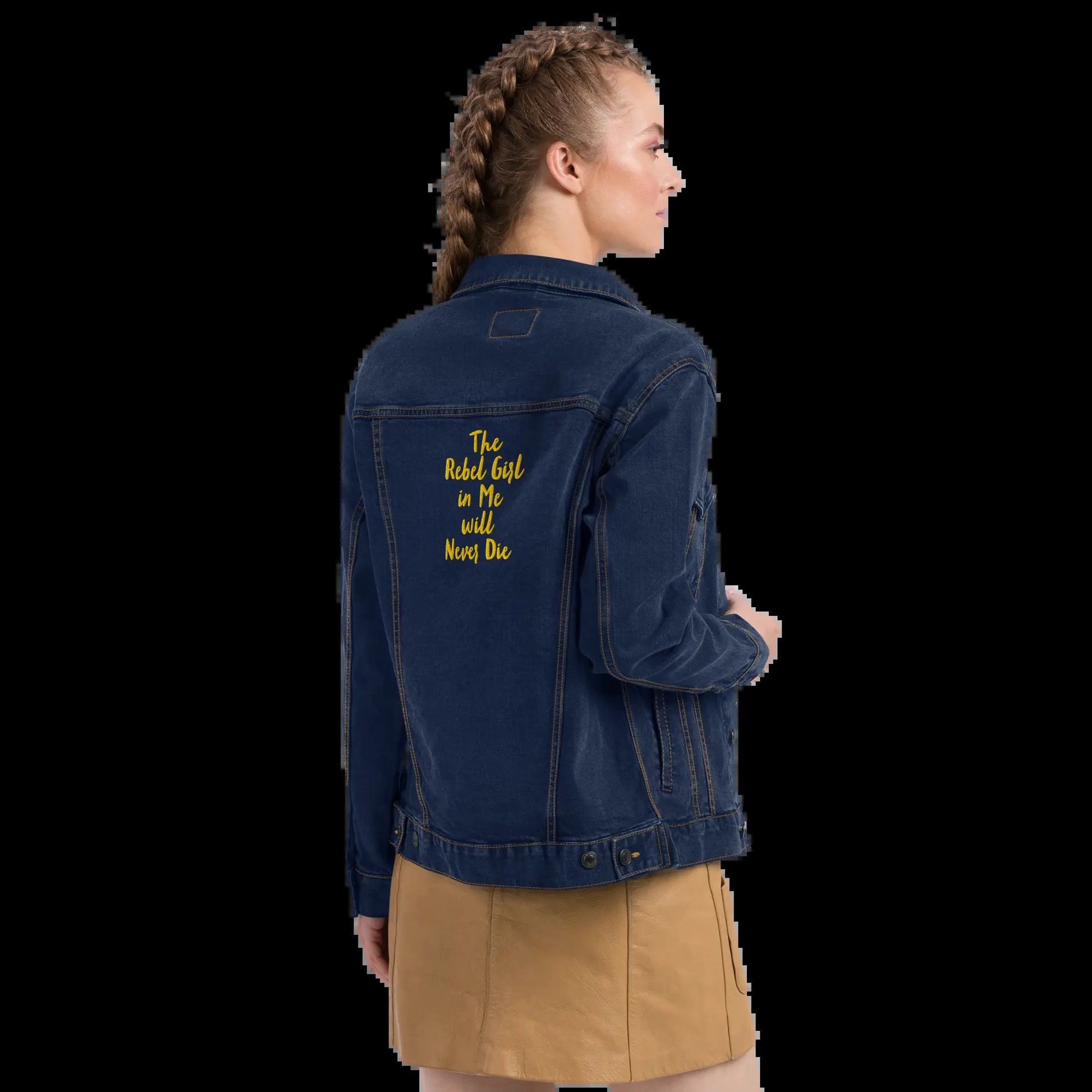 Rebel Denim Jacket with Luxe Gold Threading - Embrace Your Inner Nonconformist!