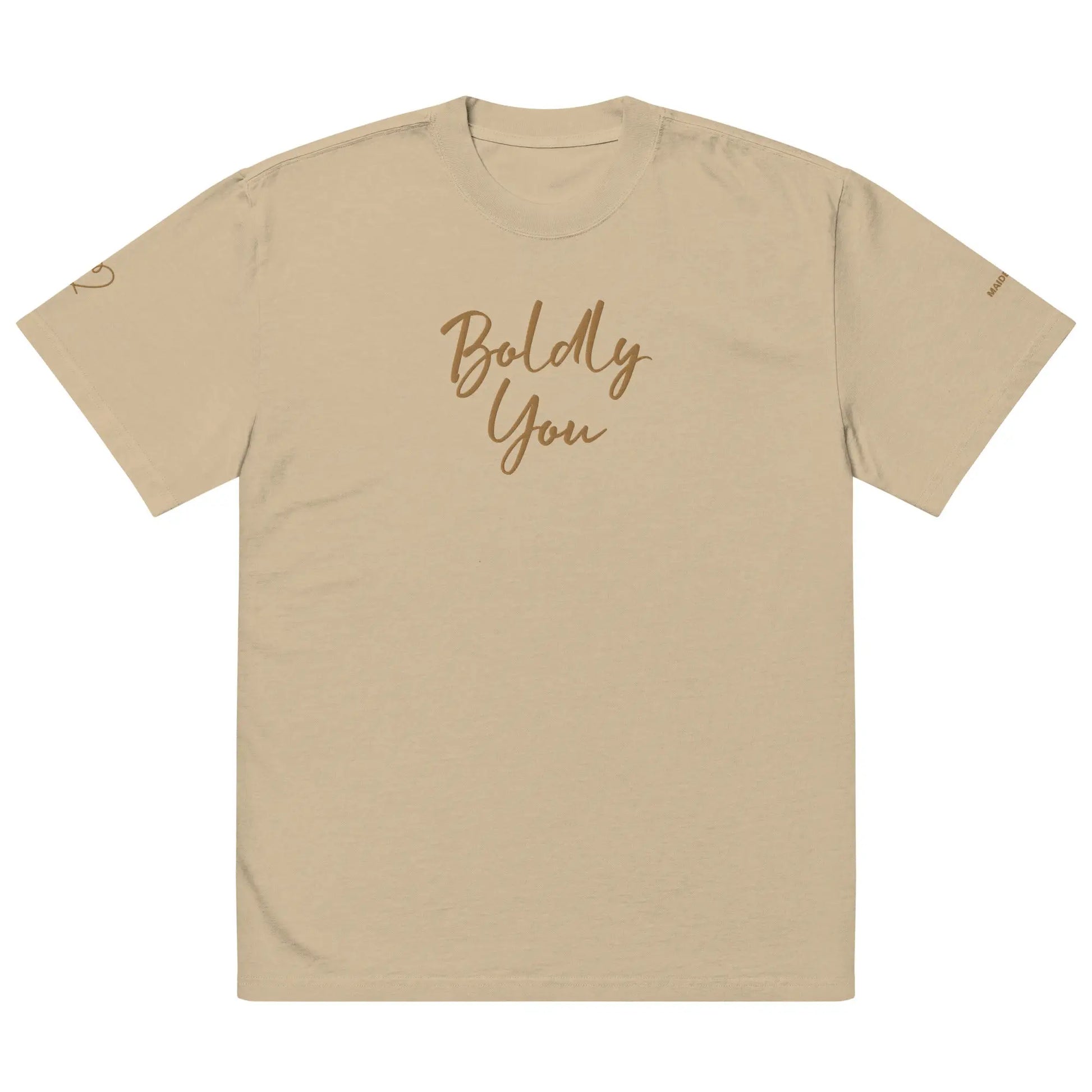 Chic Comfort: Get Cozy in Our Faded Tee with Luxe Gold Stitches