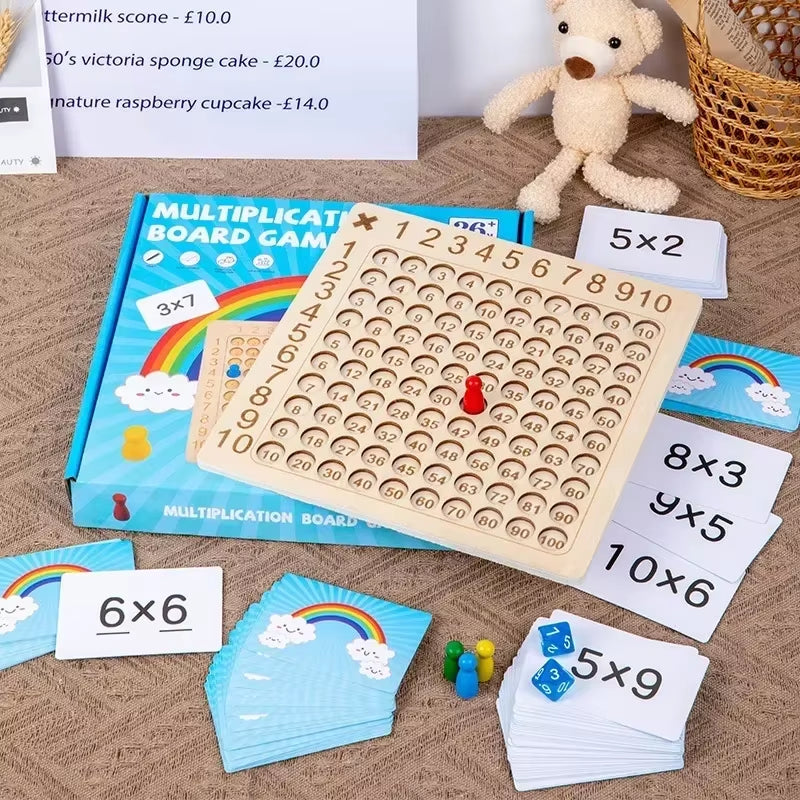 Engaging Montessori Multiplication Wooden Board Game - Fun Educational Toy for Kids to Master the 99 Multiplication Table!