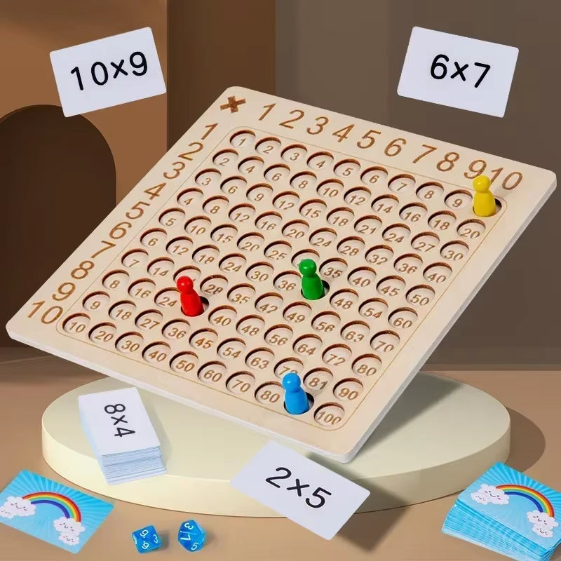 Engaging Montessori Multiplication Wooden Board Game - Fun Educational Toy for Kids to Master the 99 Multiplication Table!