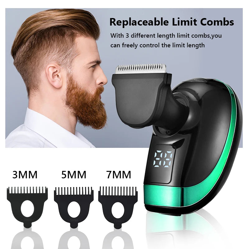 Ultimate 5-in-1 4D Rechargeable Electric Shaver for Men - Bald Head, Beard, Nose, Ear Hair Trimmer & Facial Brush