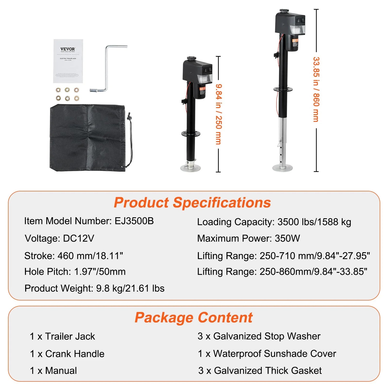 VEVOR Electric Trailer Jack - Powerful 3500 lbs Lift for RVs, Horses, and Family Adventures!