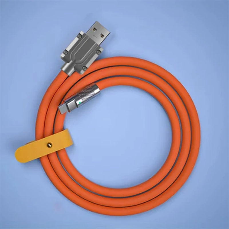 120W Super Fast Charge Liquid Silicone Type-C Cable - 1M for Xiaomi, Huawei, Samsung - Durable Zinc USB Data Line