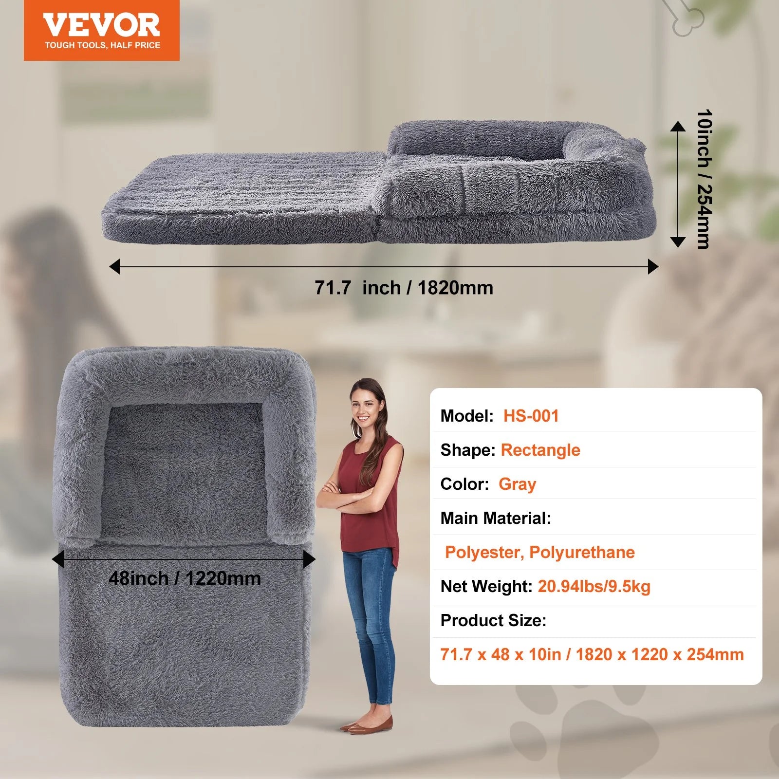 VEVOR's Cozy Canine Couch: Perfect for the Human Who Thinks They're a Dog! 72x48 Doggo Nap Zone, Now with Extra Velvet for Ultimate Snuggles!