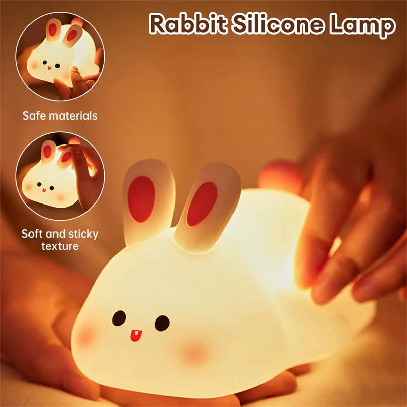 Hop Into Happiness with the Adorable Touch Sensor LED Rabbit Night Light - The Perfect Bedtime Buddy and Gift for Kids!