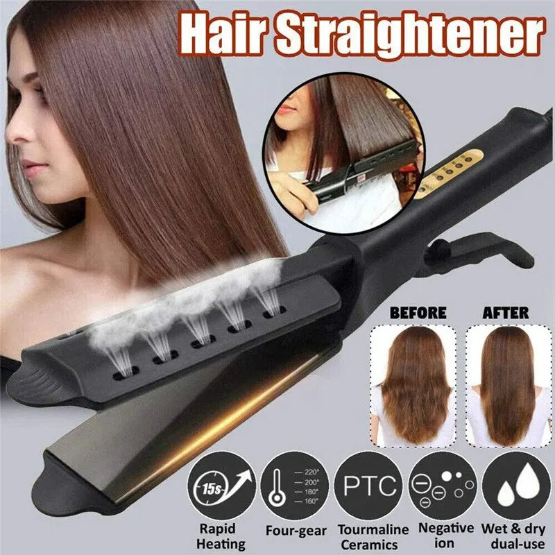 Versatile 2-in-1 Hair Straightener and Curler with Adjustable Temperature - Portable Design for Effortless Styling