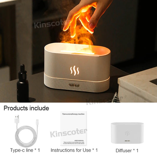 Ultrasonic Aroma Diffuser & Humidifier - LED Essential Oil Flame Lamp for Relaxing Cool Mist Ambiance