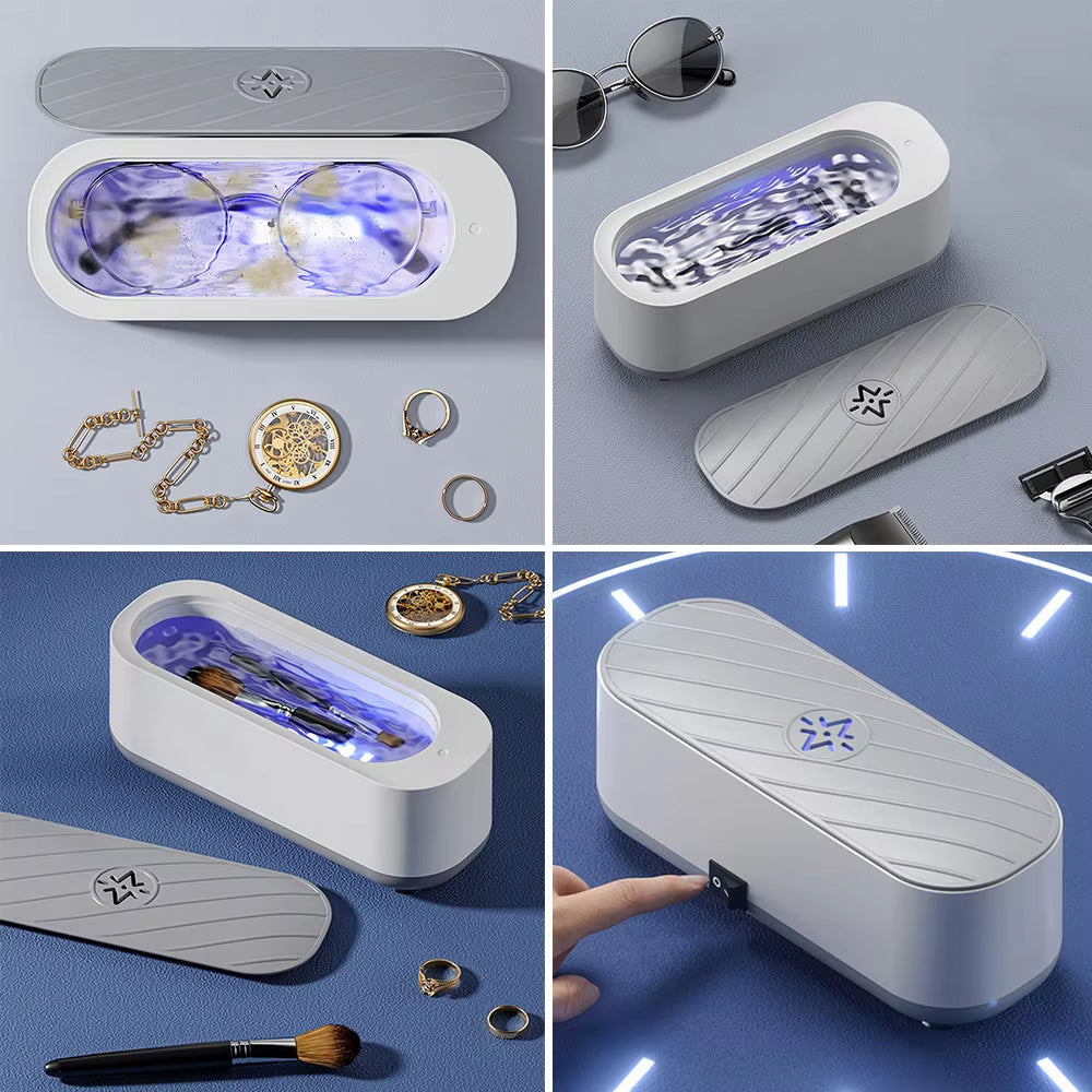 Portable Ultrasonic Jewelry Cleaner - USB Rechargeable Automatic Washing Machine for Glasses, Watches, and Necklaces