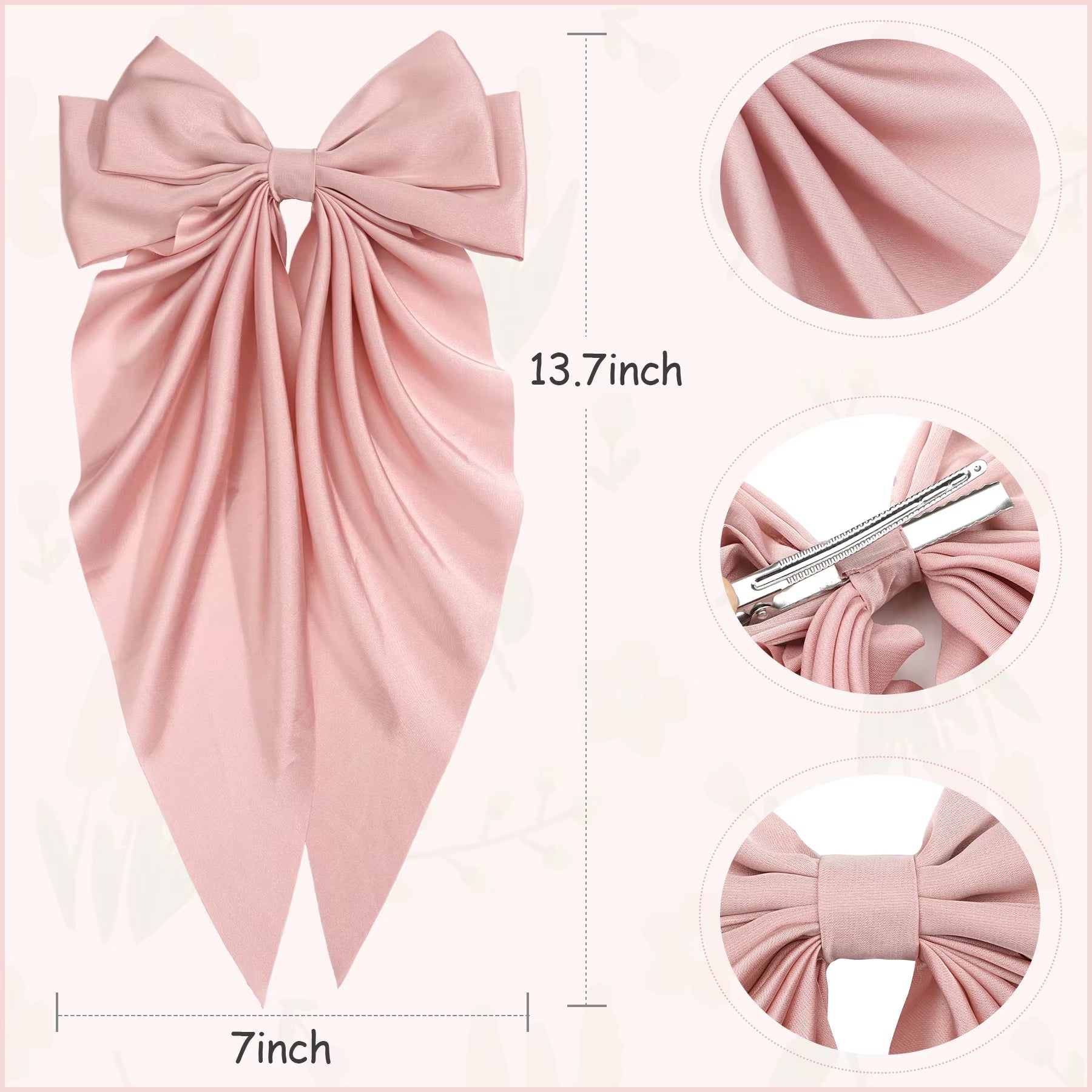 Chic Satin Bow Hair Clip - Stylish Large Ribbon Accessory for Women and Girls