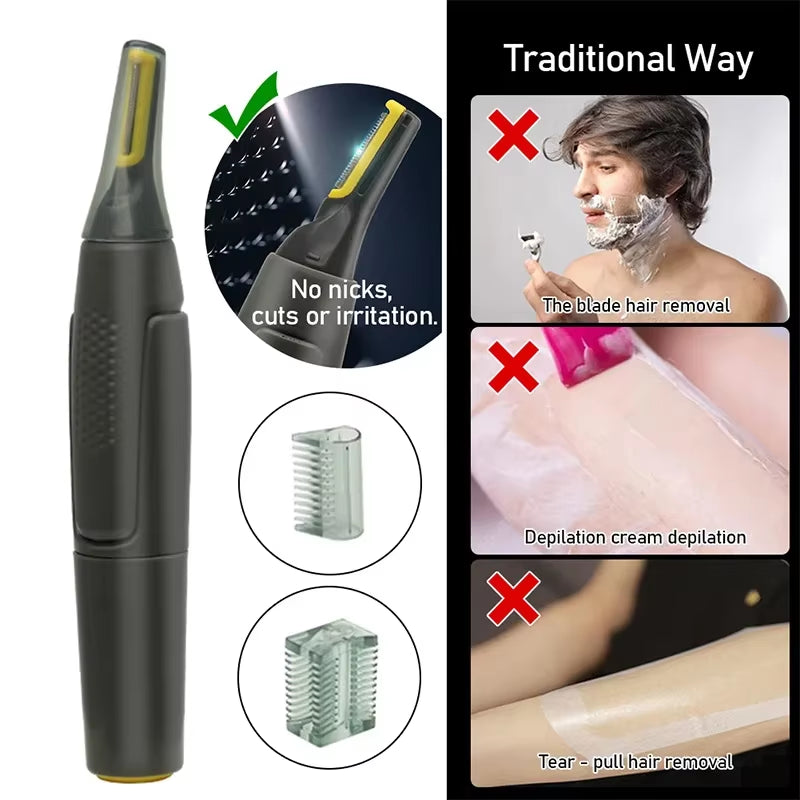 Rechargeable Waterproof Electric Nose and Ear Hair Trimmer for Men - Easy to Use and Safe Face Care Solution