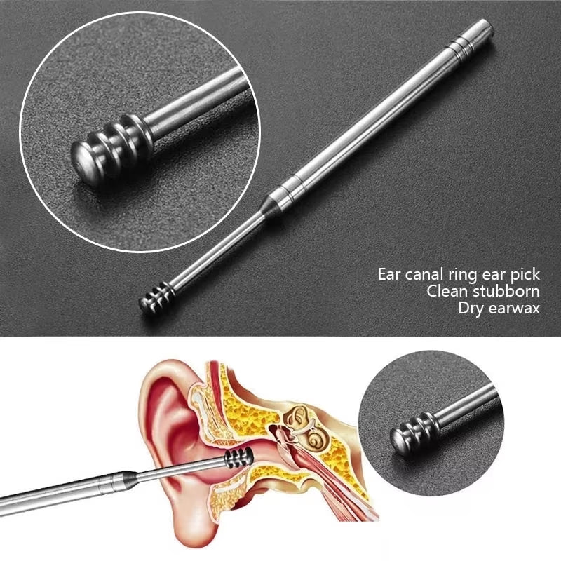 Ultimate 6-Piece Stainless Steel Ear Cleaner Set - Effective Ear Wax Removal & Piercing Kit for Perfect Ear Care