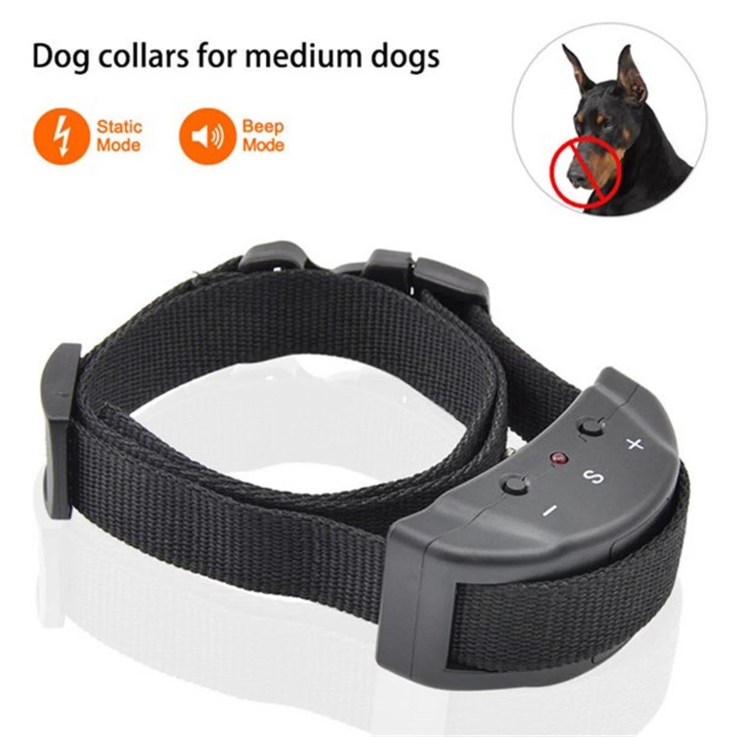 No-Bark Shock Control Collar - Adjustable Fit for All Dog Sizes: Large, Medium & Small