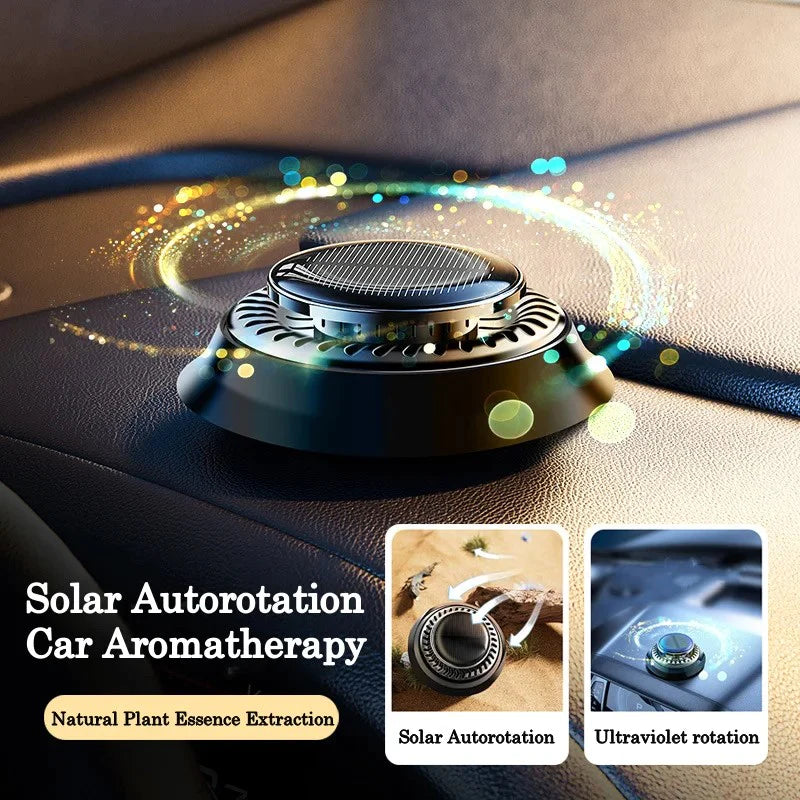 Solar-Powered Portable Kinetic Car Air Freshener - Double Ring Rotating Perfume Diffuser