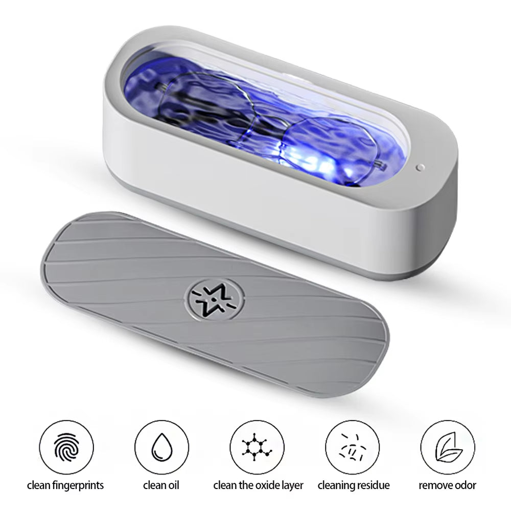 Portable Ultrasonic Jewelry Cleaner - USB Rechargeable Automatic Washing Machine for Glasses, Watches, and Necklaces