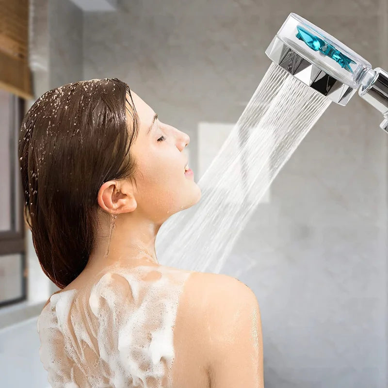 Get Ready to Shower Like a Pro with the High Pressure 360° Rotating Turbo Fan Shower Head - Water Saving Wonder for Your Bathroom!