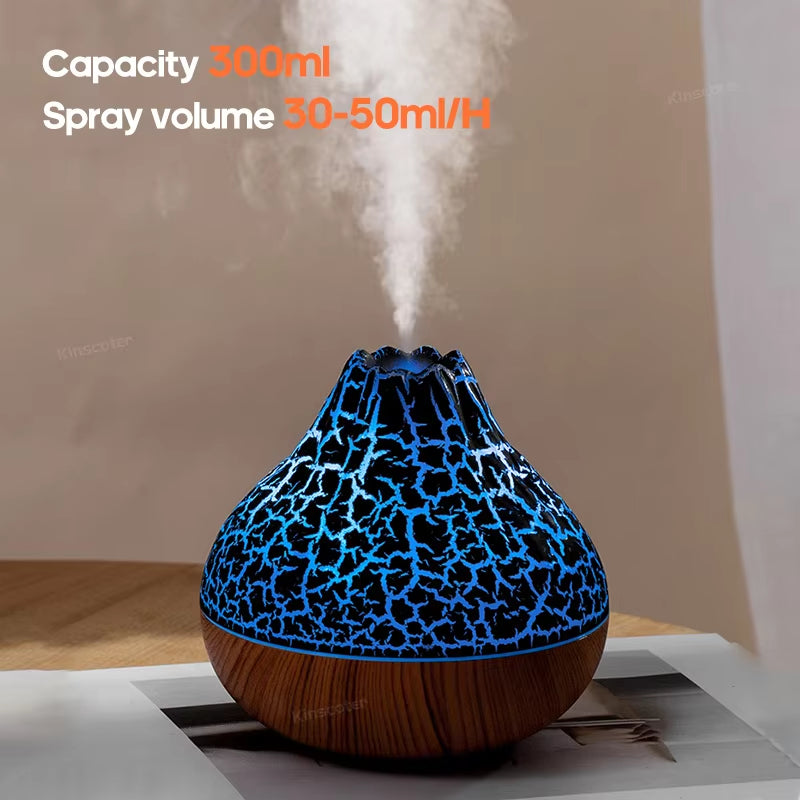 300ml Volcano Air Humidifier - USB Electric Mist Diffuser & Purifier with 7 Color Night Light