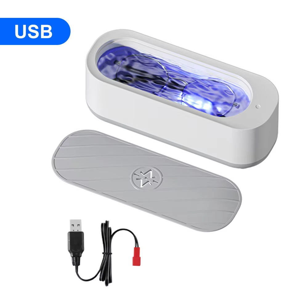 Portable Ultrasonic Jewelry Cleaner - USB Rechargeable Automatic Washing Machine for Glasses, Watches, and Necklaces