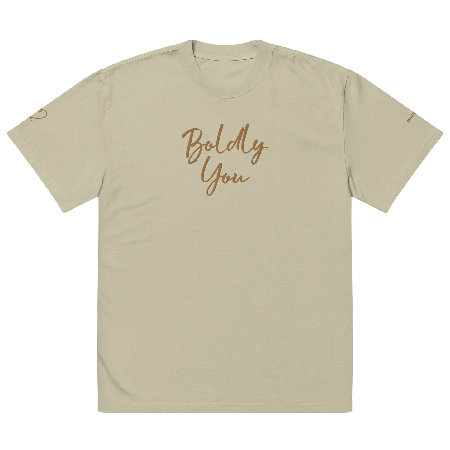 Chic Comfort: Get Cozy in Our Faded Tee with Luxe Gold Stitches