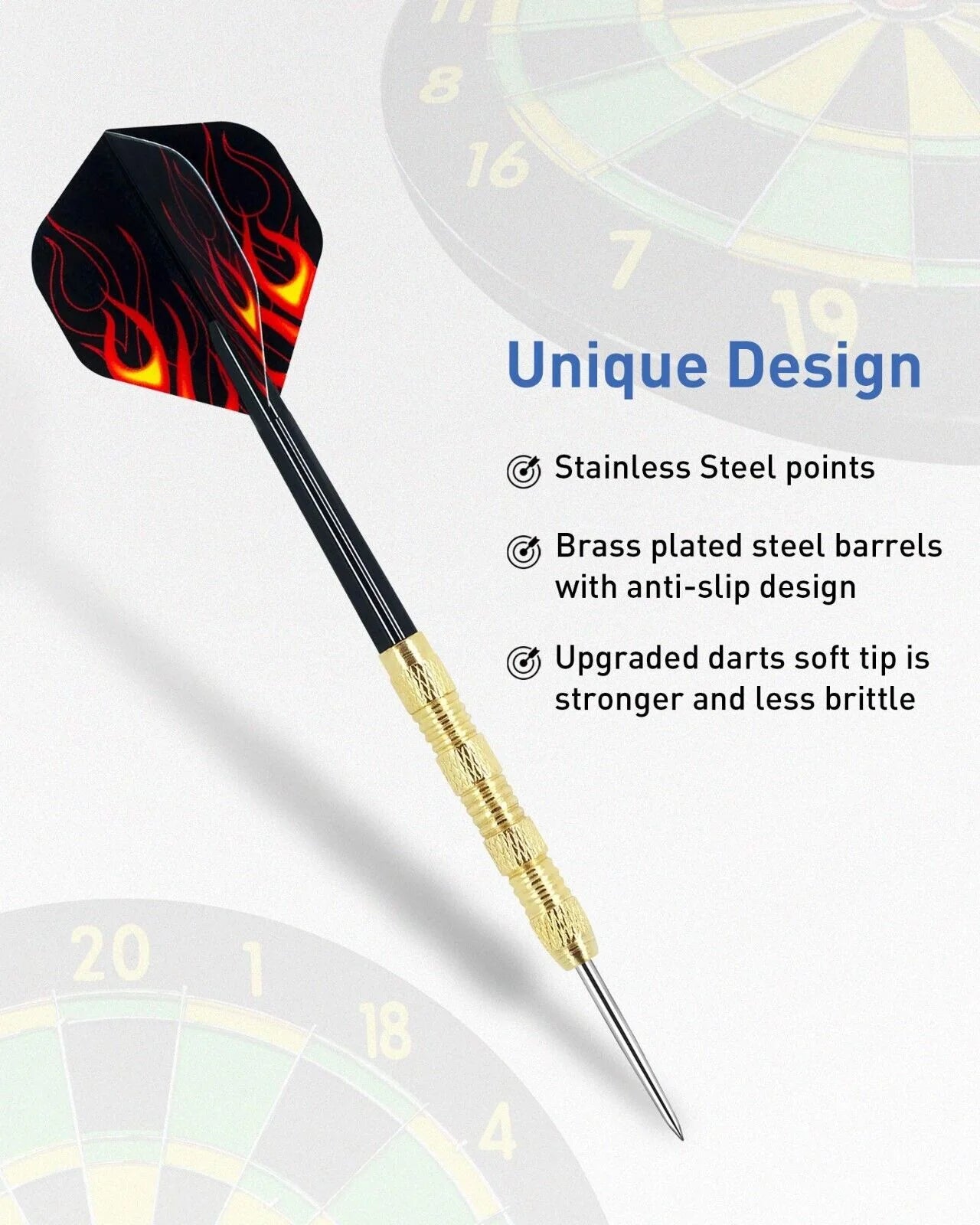 Professional Steel Tip Darts Set - 5 Sets (15 Pcs) with Slim Barrel and Dart Flights