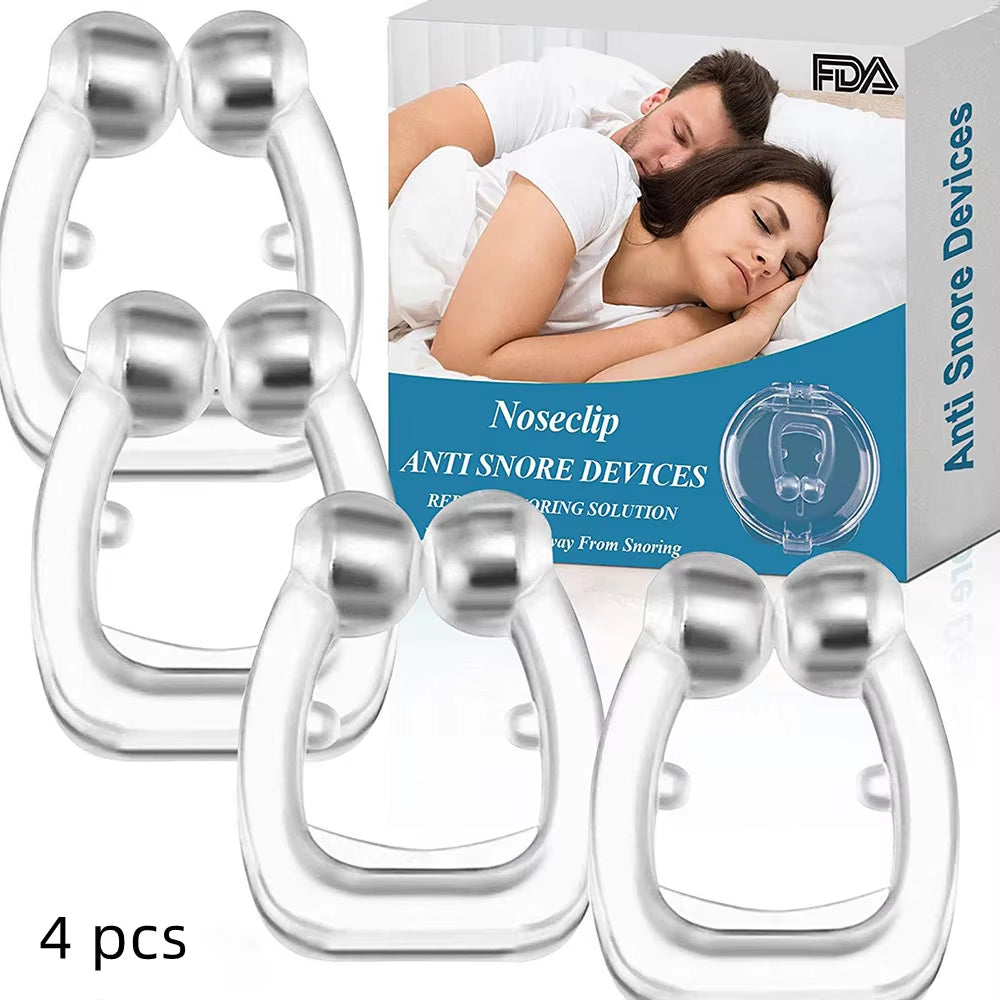 Magnetic Snore Stopper Ring - Silicone Nasal Dilators for Easy Breathing - 1/2/4 Pcs with Travel Case - Stop Snoring Device