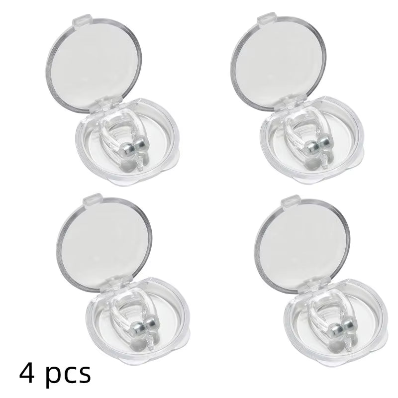 Magnetic Snore Stopper Ring - Silicone Nasal Dilators for Easy Breathing - 1/2/4 Pcs with Travel Case - Stop Snoring Device