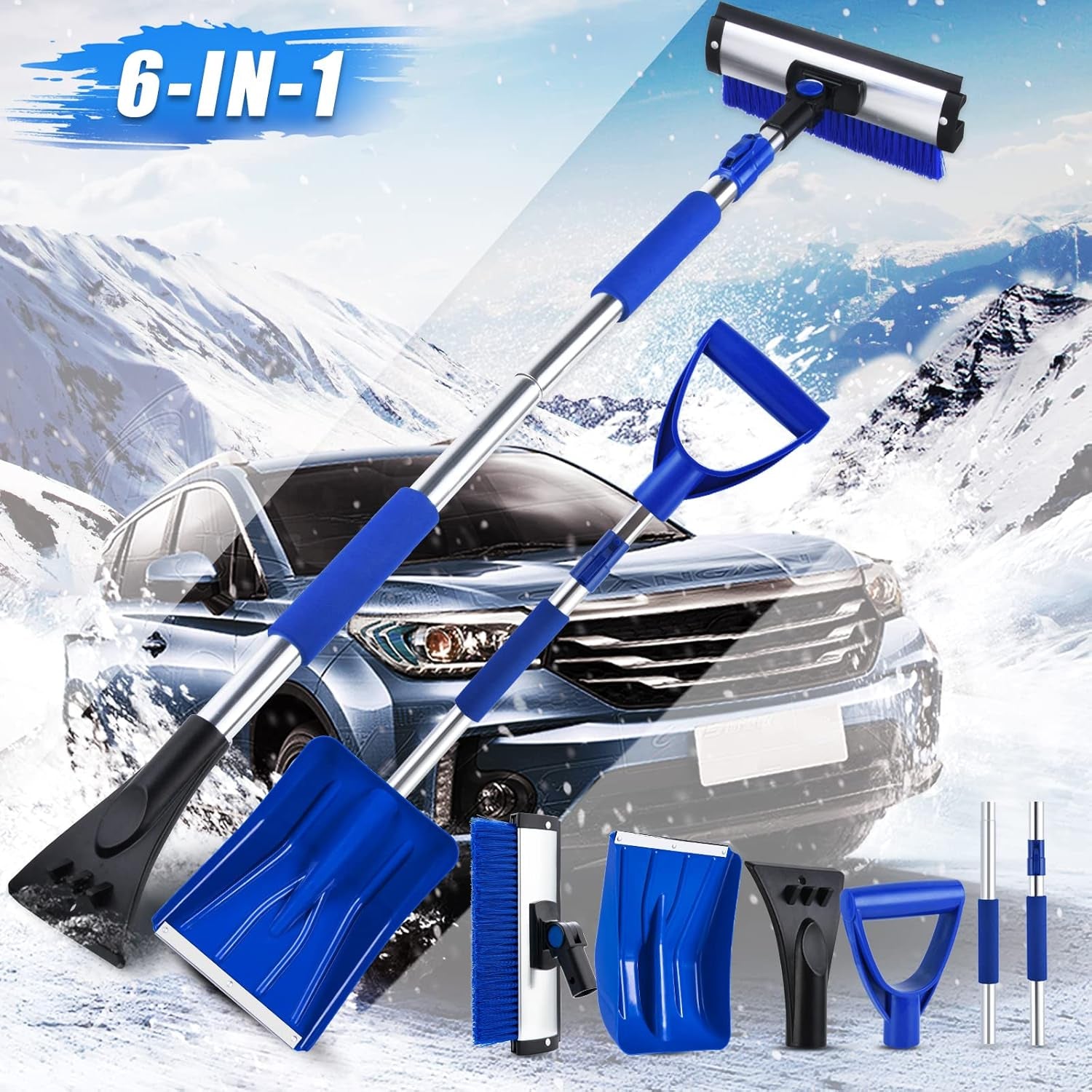 55" Magical Snow Wand: Transform Your Car into a Snow-Free Zone with the Ultimate 6-in-1 Frost-Busting Tool!