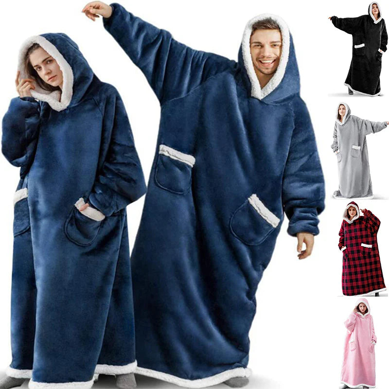 Cozy Oversized Winter Hoodie Blanket with Pockets for Men and Women