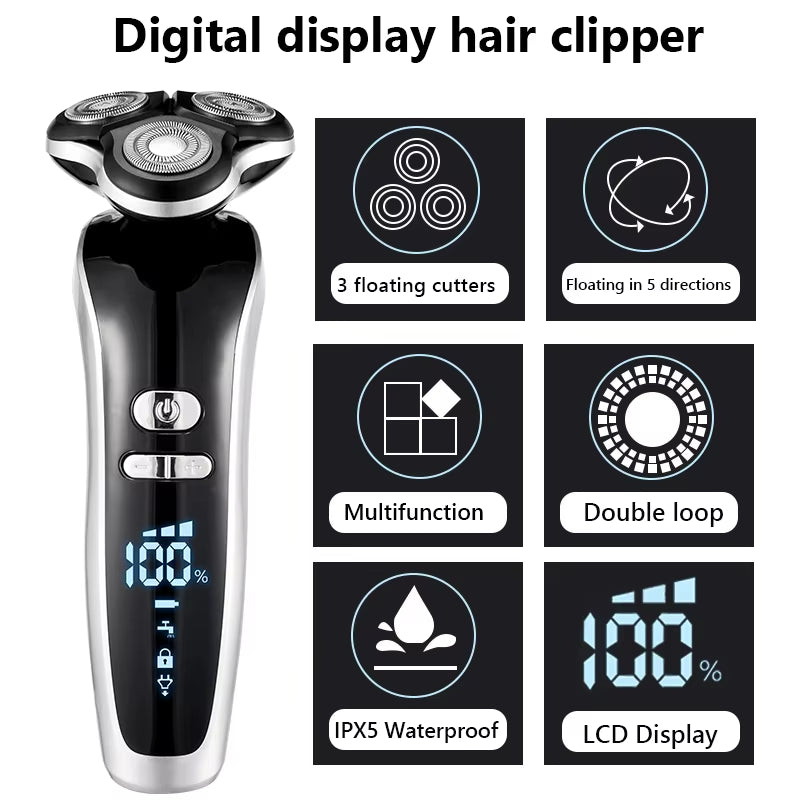 New Electric Shaver for Men 4D Electric Beard Trimmer USB Rechargeable Professional Hair Trimmer Hair Cutter Adult Razor for Men