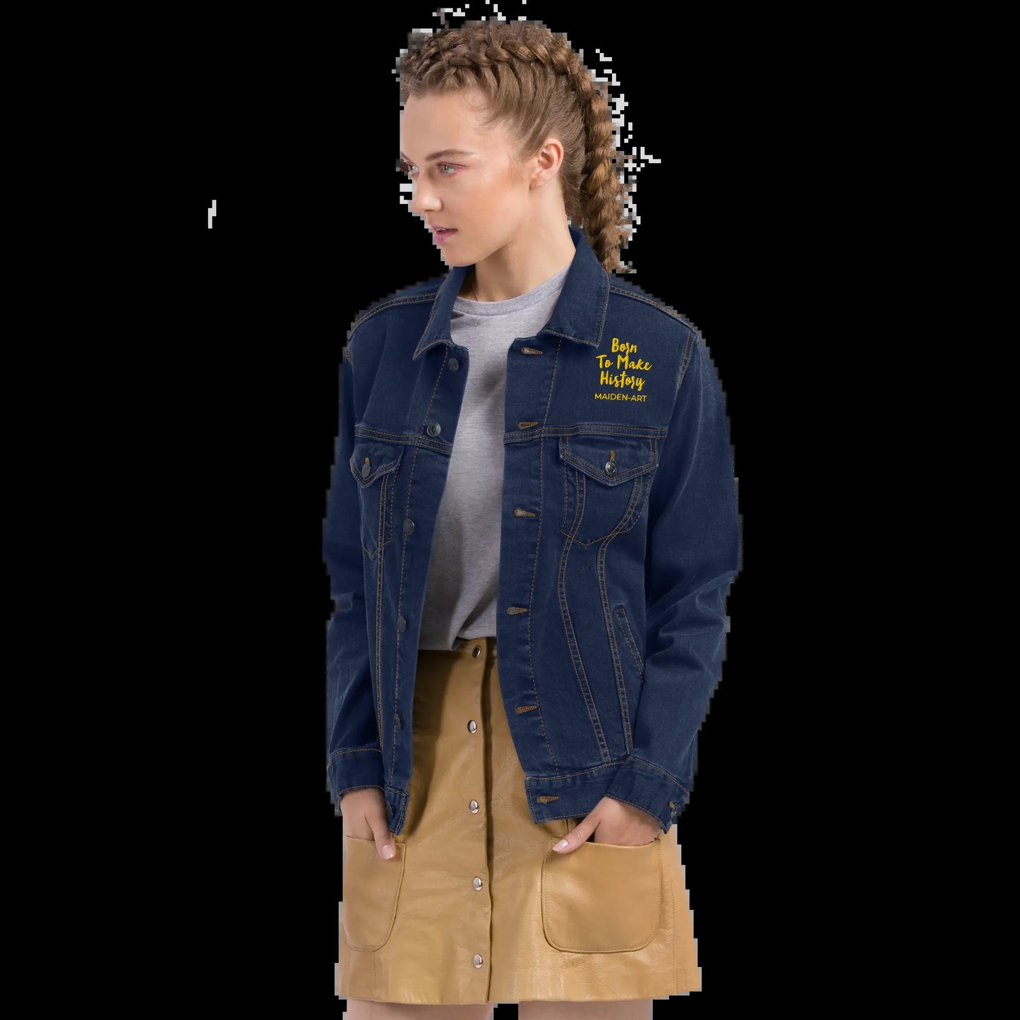 Rebel Denim Jacket with Luxe Gold Threading - Embrace Your Inner Nonconformist!