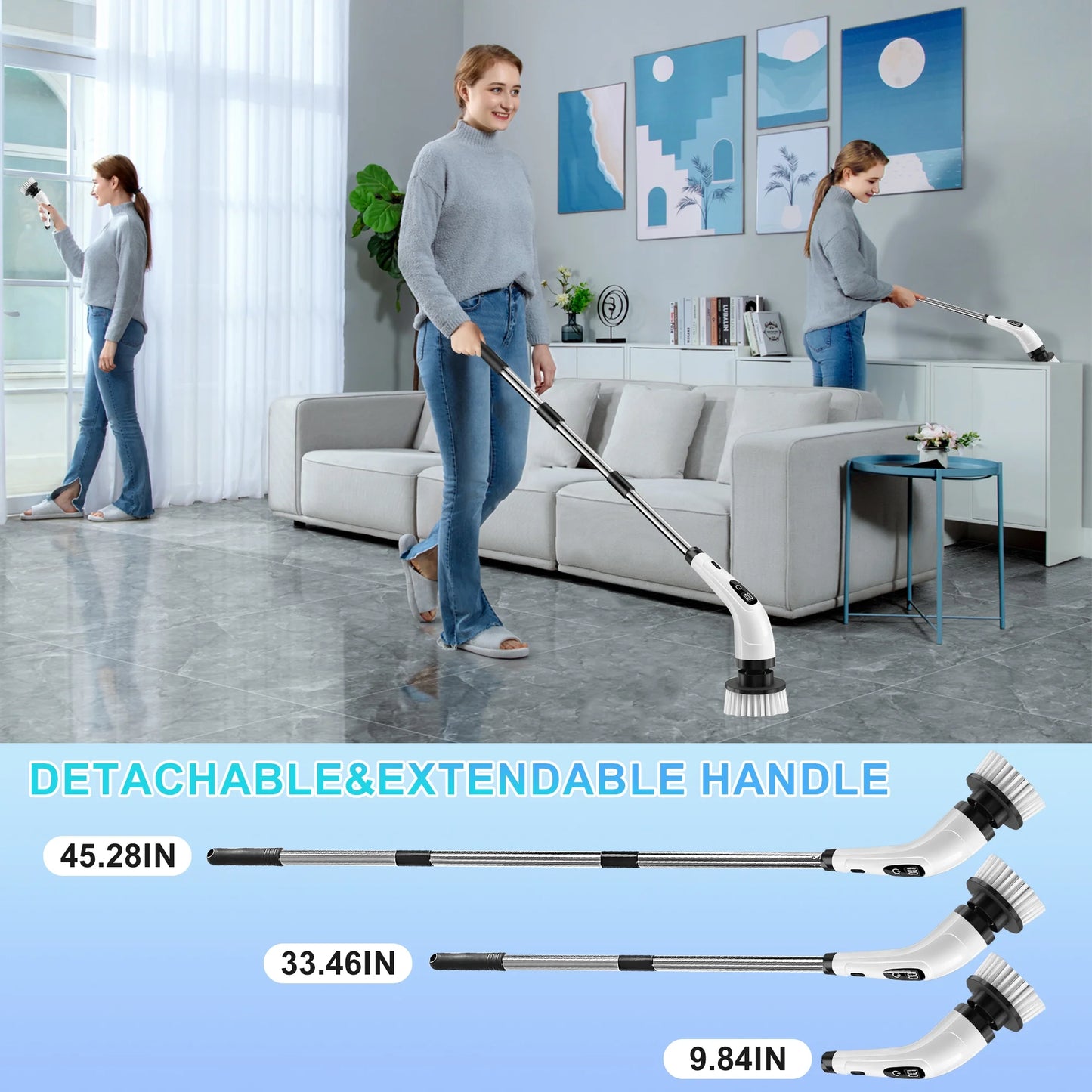 Turbo Towel Tornado: The Sofa-Surfing Scrubber with 8 Sassy Scrubbers & a Rubber Arm for Floors So Clean You Could Eat Off Them (But Please Don't)!