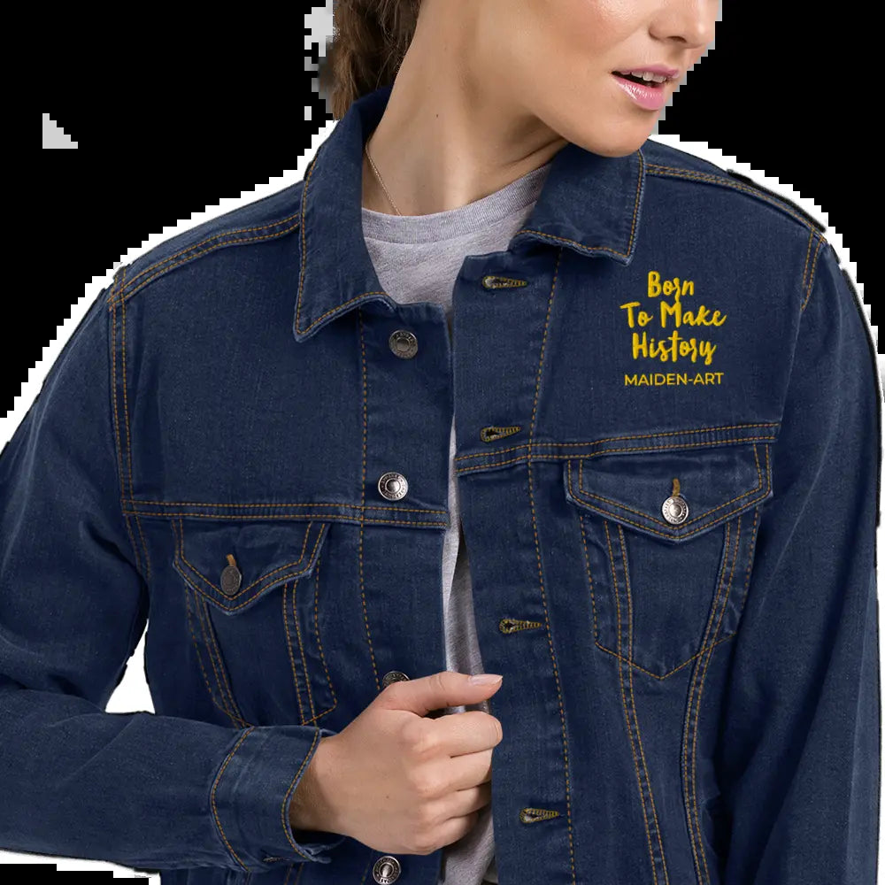 Rebel Denim Jacket with Luxe Gold Threading - Embrace Your Inner Nonconformist!