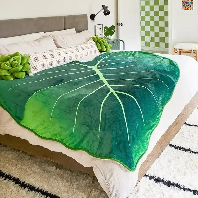 Super Soft Giant Gloriosum Leaf Blanket - Cozy Home Decor Throw for Bed & Sofa, Perfect Christmas Gift!