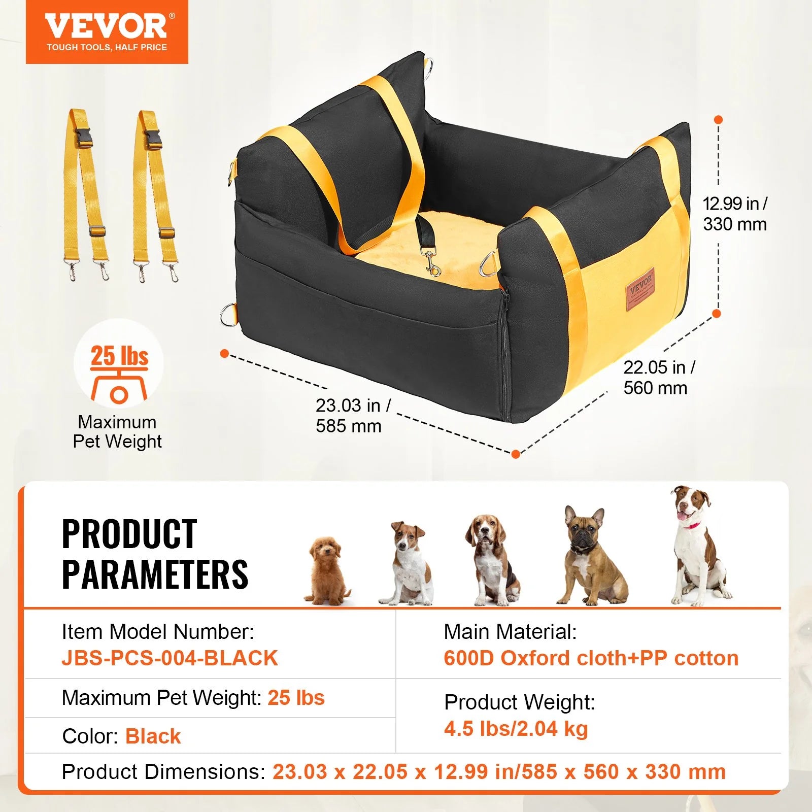 VEVOR Pup-Topper: The Ultimate Doggo Throne for Tiny Furballs under 25 Lbs - Adjustable “Backseat Driver” Included!