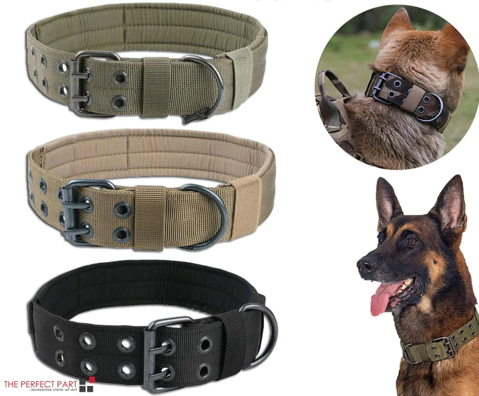 Heavy Duty 2" Wide Tactical Nylon Dog Collar for Large Breeds - K9 Military Style with Durable Metal Buckle