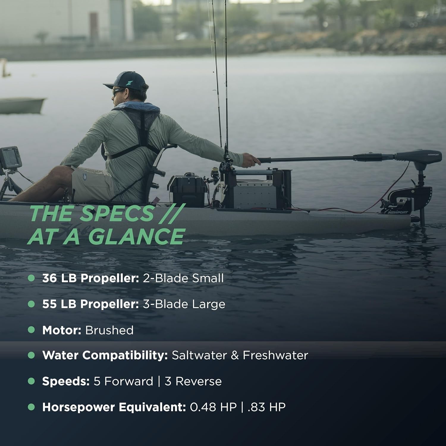 Kayak's Rocket-Powered Fish Finder: 55Lb Thrusting You Towards Dinner with a 24" Shaft and a Fancy Light Show!