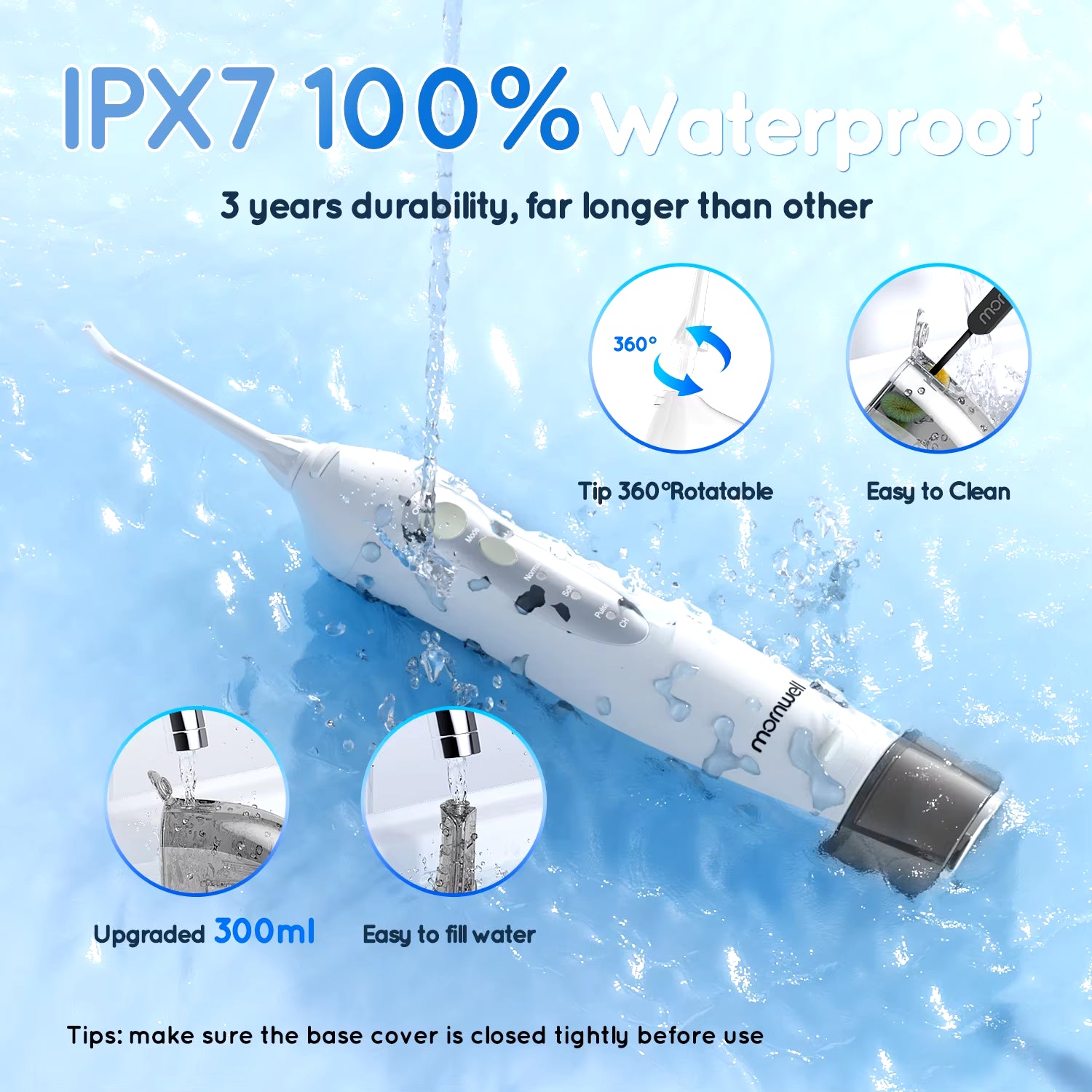 Portable USB Rechargeable Oral Irrigator D52 - 4 Jet Tips, 300ml, 3 Cleaning Modes for Ultimate Dental Care