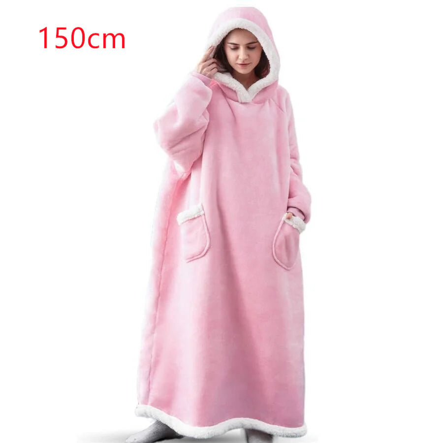 Cozy Oversized Winter Hoodie Blanket with Pockets for Men and Women