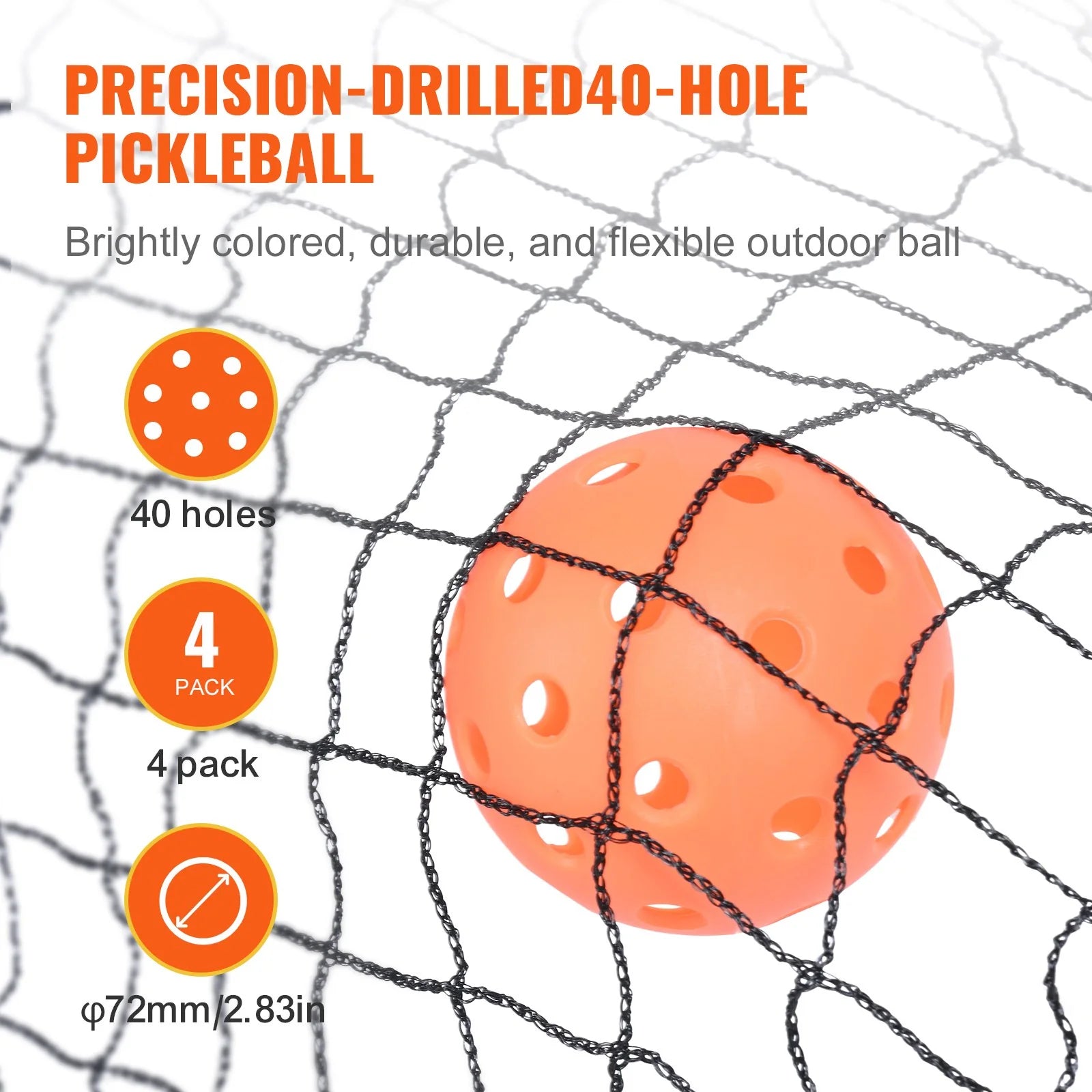 VEVOR Pickleball Showdown Kit: 22FT of Fun With a Side of Sweat, Includes a Bag for All Your Fails, Balls to Keep You in the Game, and Paddles for Those Who Love to Play with Their Food!