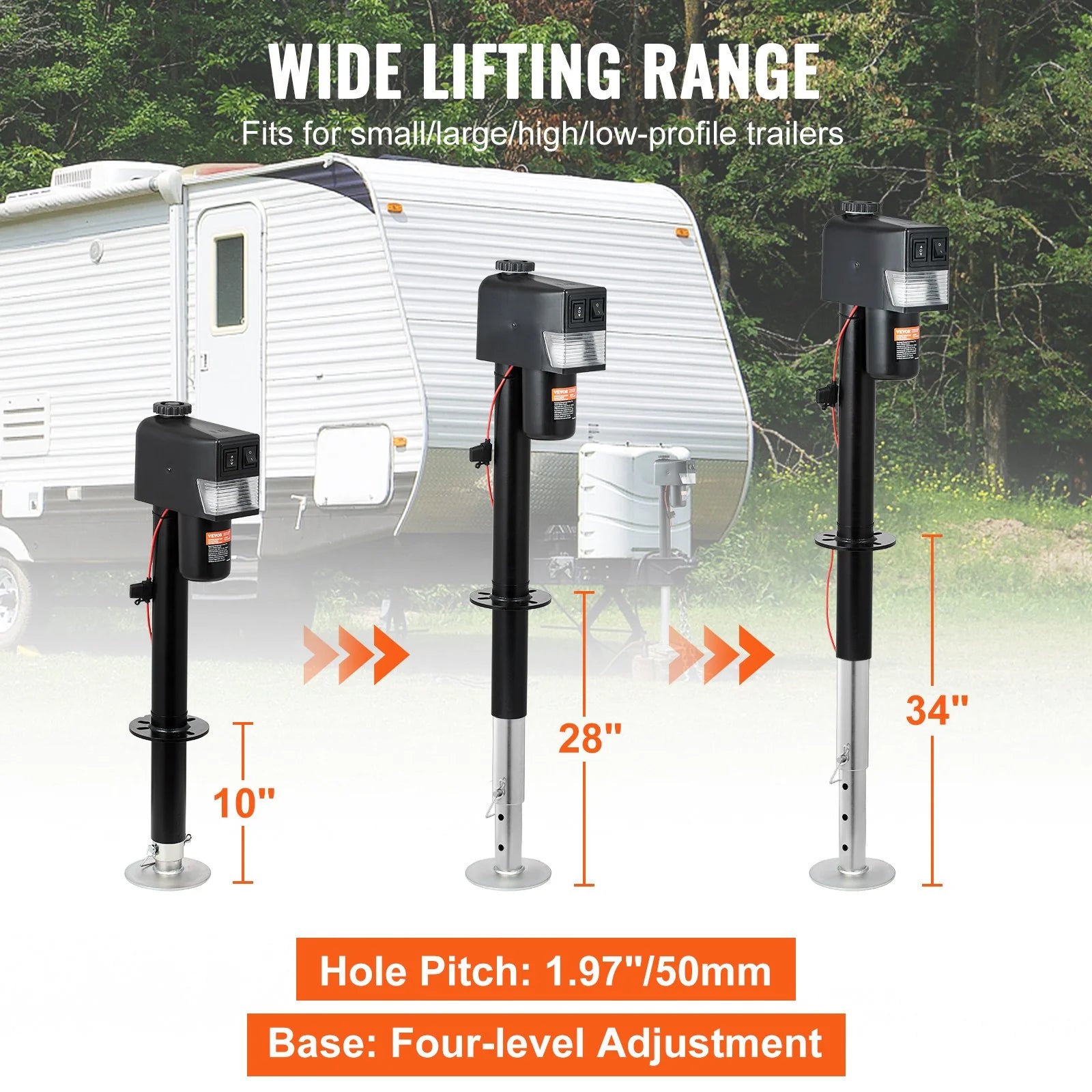 VEVOR Electric Trailer Jack - Powerful 3500 lbs Lift for RVs, Horses, and Family Adventures!