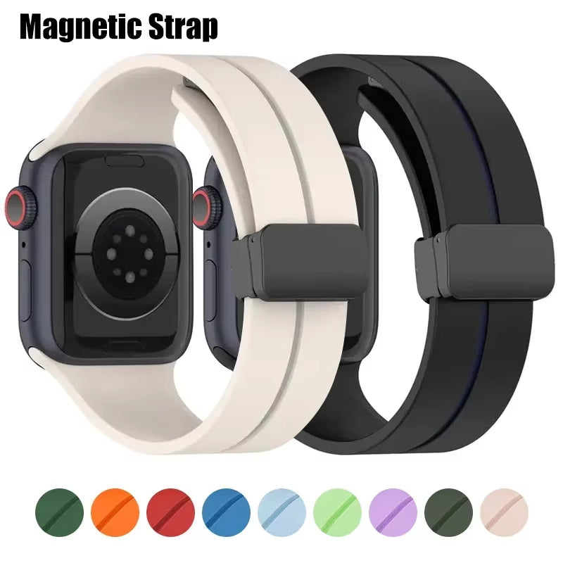 Premium Magnetic Silicone Strap for  Watch Ultra & Series - Compatible with 38mm to 49mm Models