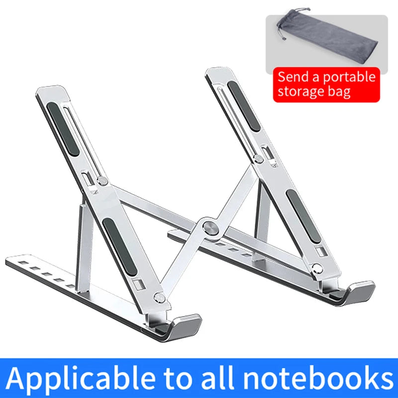 Adjustable Aluminum Alloy Laptop Stand - Foldable, Portable, and Non-Slip Cooling Holder for Your Notebook