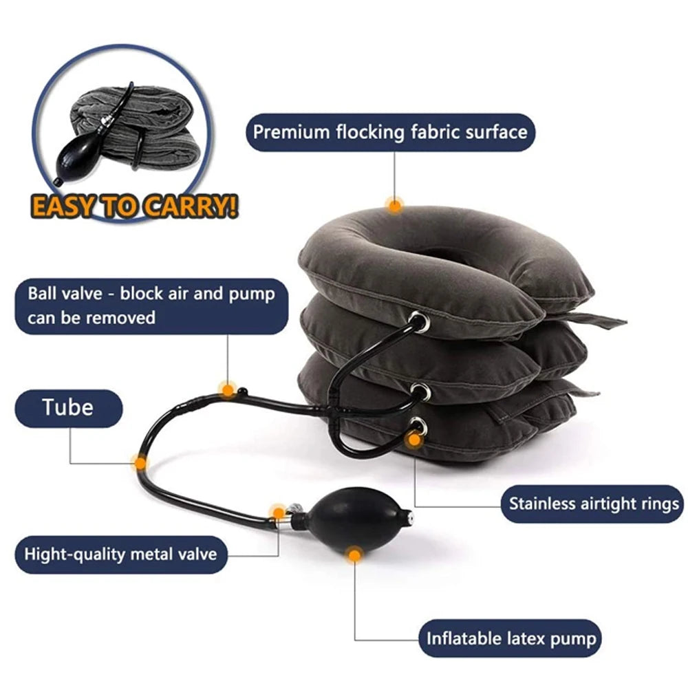 Ultimate Cervical Neck Traction Device - Inflatable Neck Stretcher for Chronic Pain Relief & Shoulder Alignment at Home