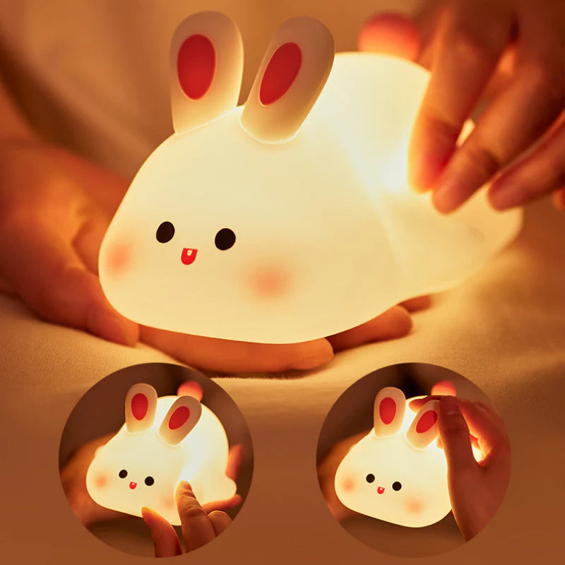 Hop Into Happiness with the Adorable Touch Sensor LED Rabbit Night Light - The Perfect Bedtime Buddy and Gift for Kids!