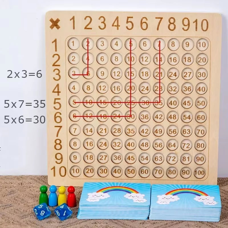 Engaging Montessori Multiplication Wooden Board Game - Fun Educational Toy for Kids to Master the 99 Multiplication Table!