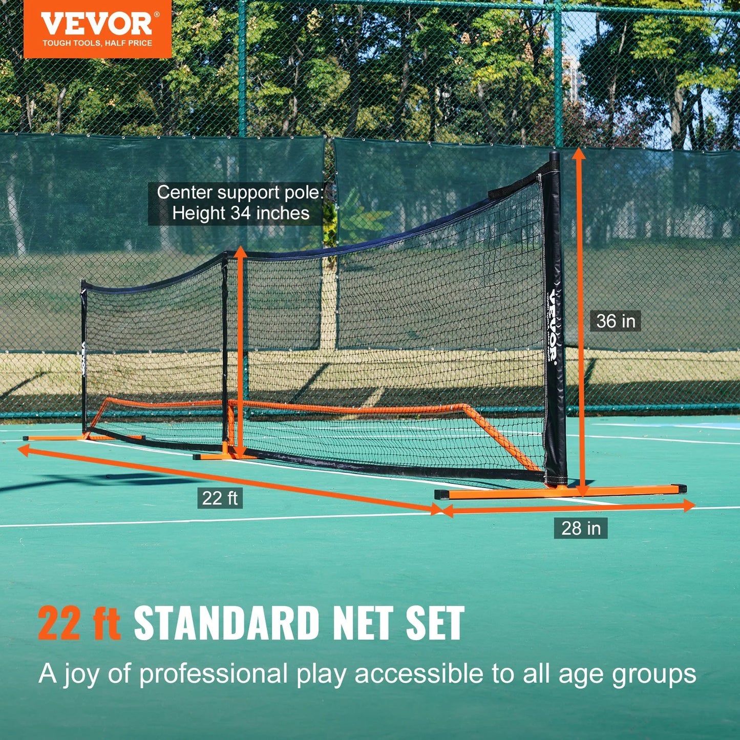 VEVOR Pickleball Showdown Kit: 22FT of Fun With a Side of Sweat, Includes a Bag for All Your Fails, Balls to Keep You in the Game, and Paddles for Those Who Love to Play with Their Food!