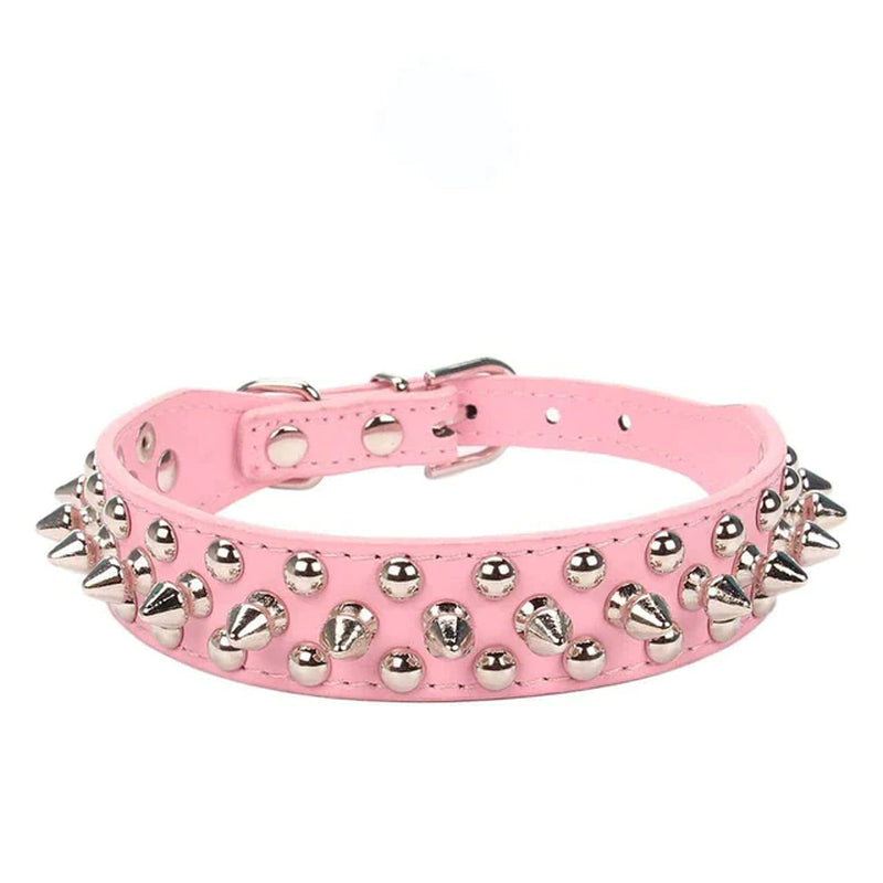 Stylish Spiked Studded Leather Dog Collar - Adjustable for Small to Large Pets, Perfect for Cats and Pit Bulls