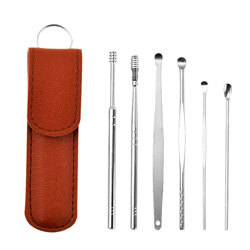 Ultimate 6-Piece Stainless Steel Ear Cleaner Set - Effective Ear Wax Removal & Piercing Kit for Perfect Ear Care