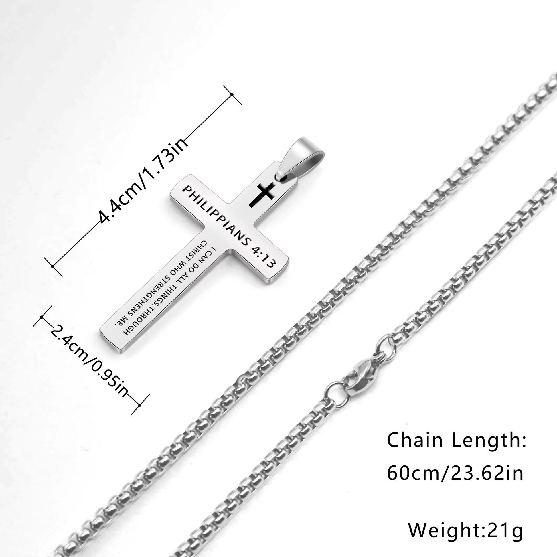 Stylish 304L Stainless Steel Jesus Cross Necklace for Men - Inspirational Bible Verse Jewelry